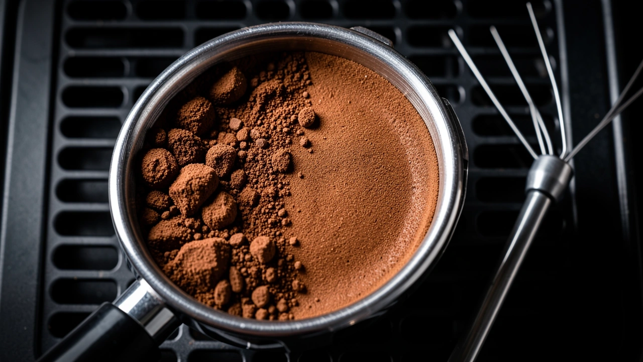 Coffee puck with clumps on left and even WDT distribution on right