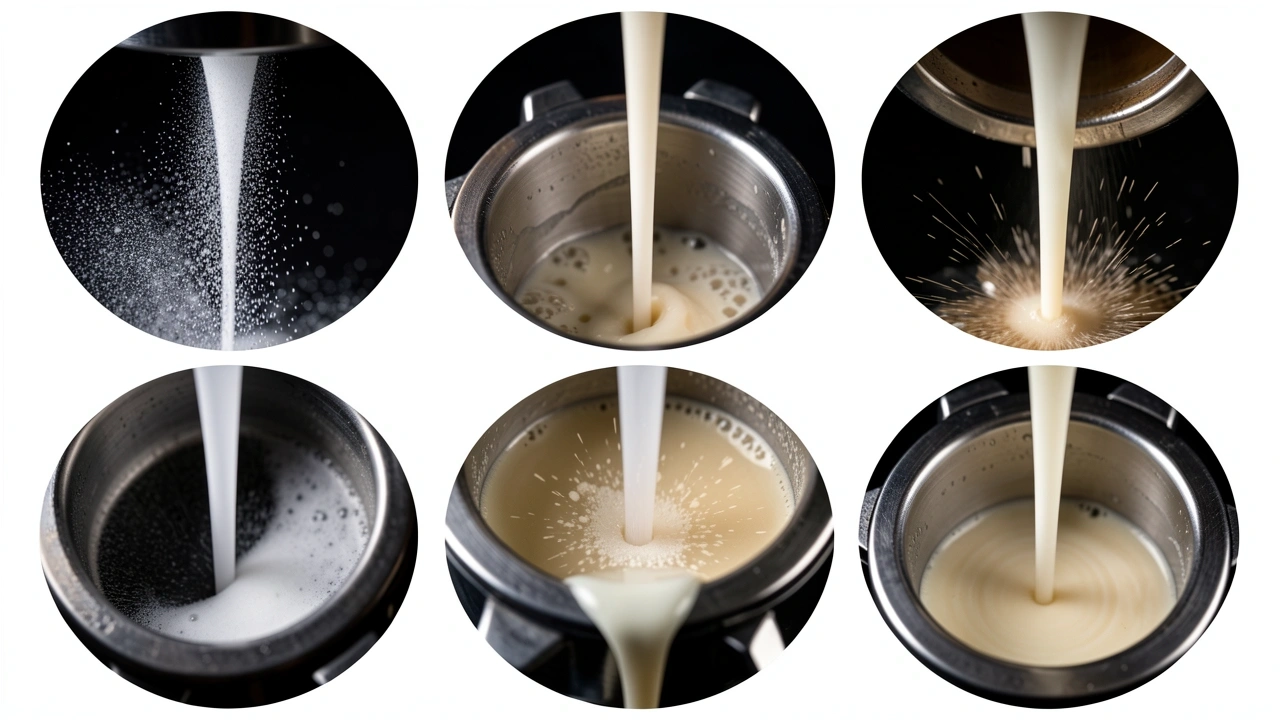 Five common bottomless portafilter defects Five common flow defects from bottomless portafilter view: spraying, gusher, choke-burst, pale flow, early blonding