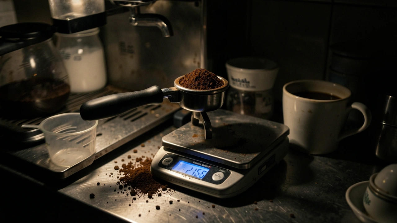 Espresso scale error with scattered grounds and wrong reading