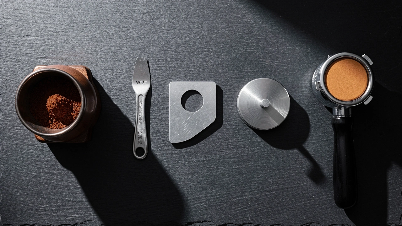Espresso tools for preventing channeling arranged in sequence