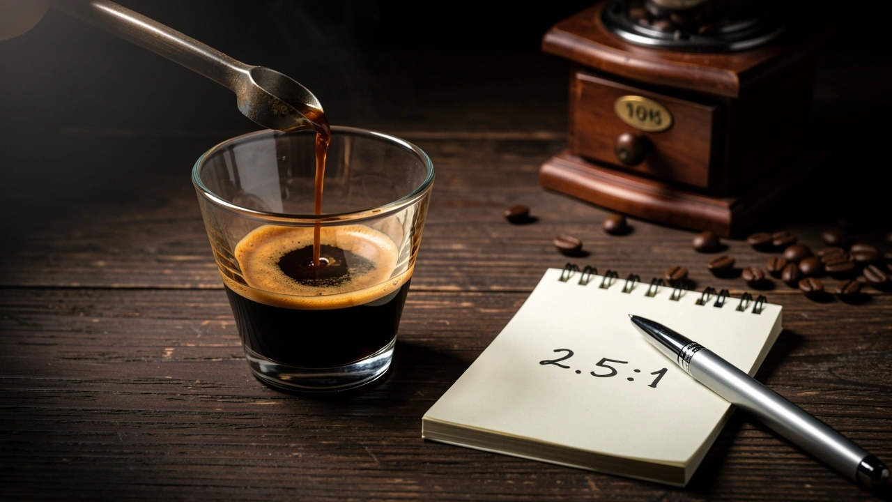Interrupted espresso extraction and ratio correction notebook