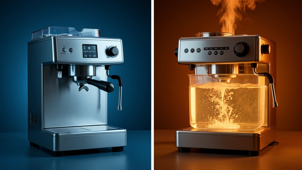 Comparison of single boiler cold reservoir vs dual boiler hot reservoir with scale and off-gassing