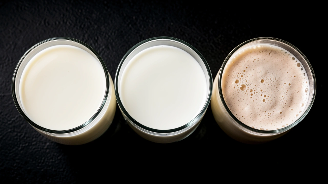 Comparison of steamed whole, skim, and barista oat milk for latte art