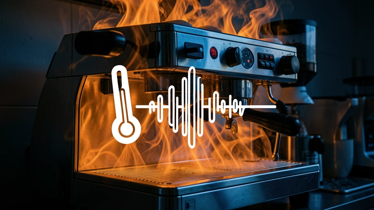 Thermometer and sound waves around a commercial espresso machine
