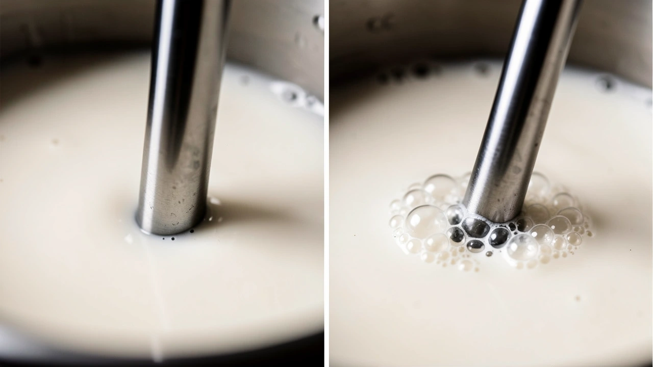 Comparison of wrong and correct steam wand depth in milk