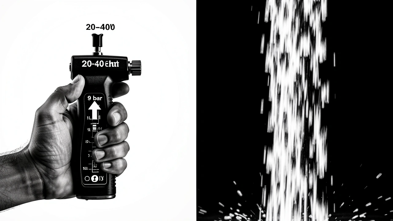 Visual comparison of a tamper pressure (20-40 lb) vs 9 bar pump pressure (130 psi) in espresso